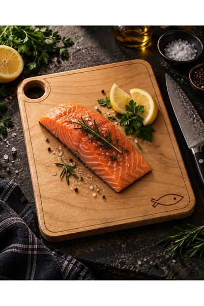 OAKY Life Fish Cutting Board – 30X23 cm 18 mm Natural Wood Plywood Kitchen Chopping Board