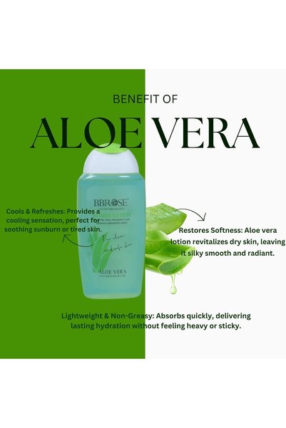 BBROSE Aloe Vera Body Lotion Hydrating Daily Moisturizer for Soft, Smooth Skin Lightweight, Fast-Absorbing & Non-Greasy Formula with Natural Aloe 250ml