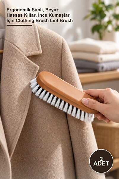 Yenilig قطعتان من فرشاة الملابس الذكية - بمقبض مريح، شعيرات بيضاء دقيقة، فرشا...