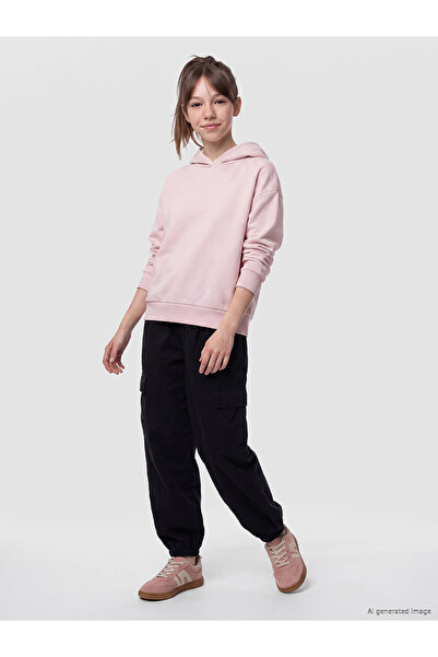 LC Waikiki Lcw Kids Black Girls Gabardine Cargo Pants with Nevavm Difference