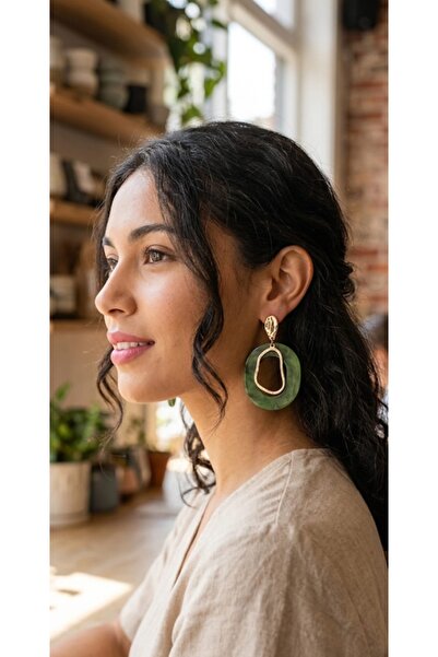 Lunarie Xuping Green Enamel Hoop Earrings - Modern, Non-Tarnish, Anti-Allergi...