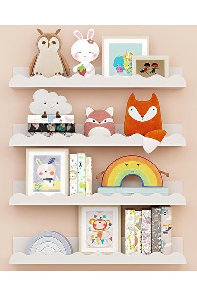 Tazweeq Kids' Bookshelf, White Floating Nursery Book Shelves, Picture Ledge S...