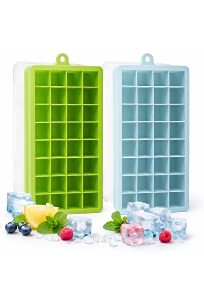 urevo Food-grade Silicone Ice Cube Tray with Lids for Freezer, 24 Easy-Releas...
