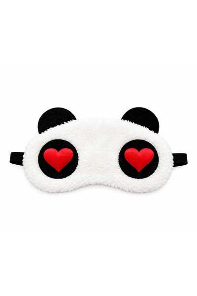 GEEN Sevimli Peluş Panda Uyku Bandı Kalpli & Oynar Gözlü