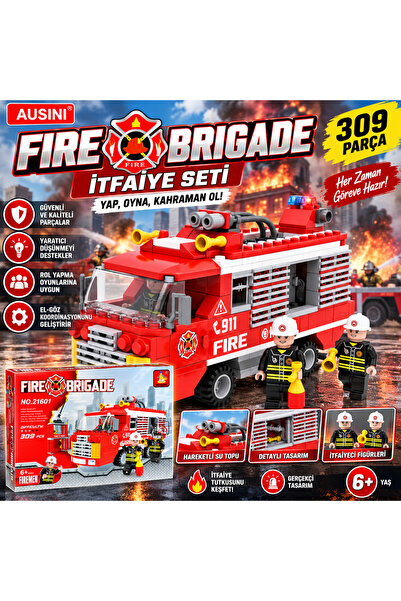 TRUST STORE Fire Brigade Set 309 Pieces Fire Brigade Fire Truck and Firefight...