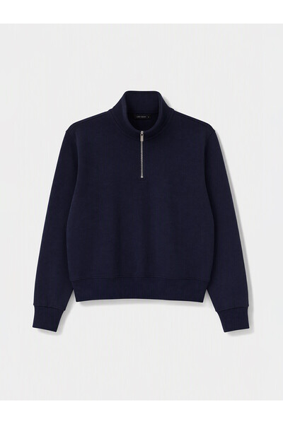 LC Waikiki Alita City Lcw Vision Navy Blue High Collar Women's Sweatshirt wit...