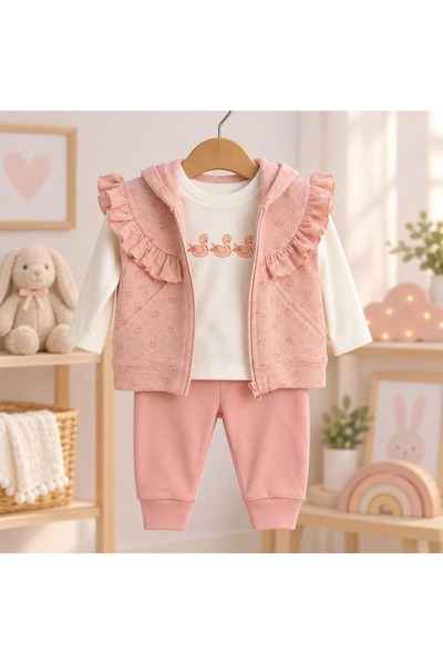 KIZ BEBEK YELEKLİ 3'LÜ TAKIM