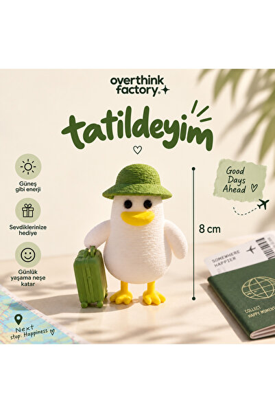 Overthink Factory Tatildeyim Ördek Figür 8 cm – Sevimli Masaüstü Dekoratif Obje