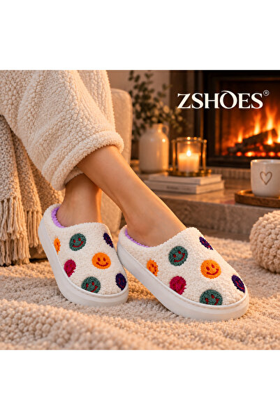 ZSHOES Patterned Plush Non-Slip Sole Lightweight Winter House Slippers (Chris...