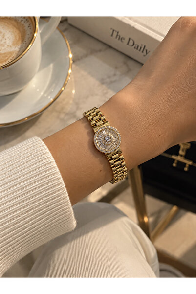 Adatepe Atelier Premium Taşlı Kadran Gold Bileklik