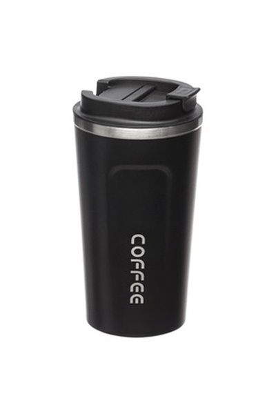 OEM Pahar Termos Metalic Negru & Capac cu Gura de Scurgere 500ml