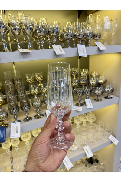 Vakıf home Bohemia Kristal Çubuk Model Sade Kahve Yanı Su Bardağı 180 ml 1 ADET