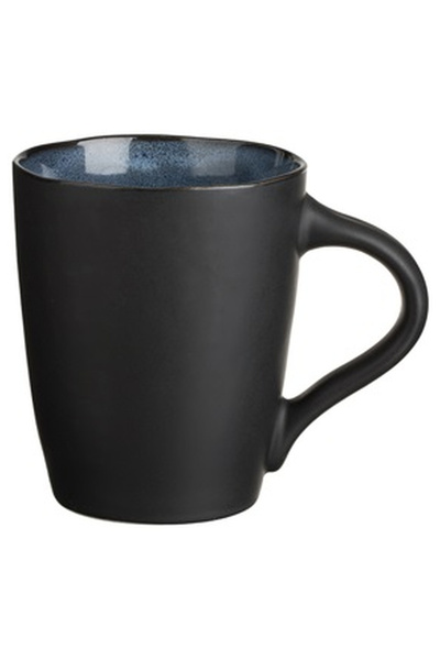 OEM Cana Ceramica Neagra Albastra cu Margine Valuroasa 460ml