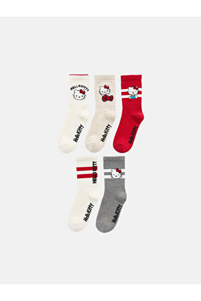LC Waikiki Two Mt Shop Quality Lcw Kids White Patterned Girls' Socks