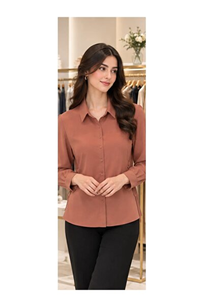 Generic بلوزة نسائية بأكمام طويلة موديل BK963 - بني