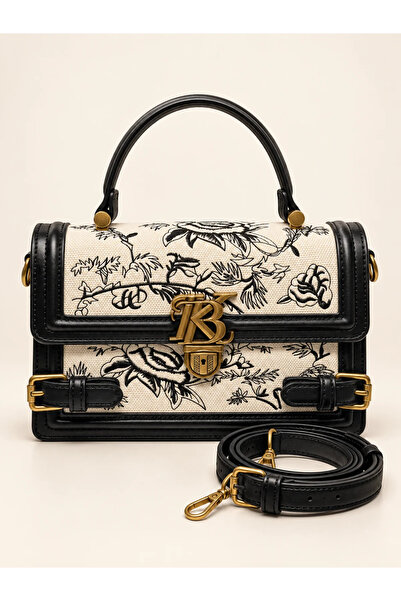 SACHS Rb Monogrammed Floral Patterned Women's Hand and Crossbody Bag B37134 B...