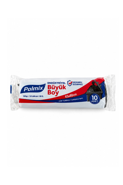 Başol Polmix Endüstriyel Büyük Boy Çöp Torbası 65x80 cm 60 Lt 34 Mikron 160 g...