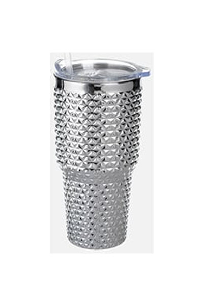 OEM Pahar din Plastic ”Dazzling” Argintiu cu Pai 850ml