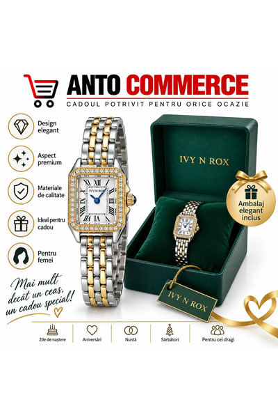 OEC IVY N ROX Γυναικείο Ρολόι, Κομψός Σχεδιασμός με Κρύσταλλα, Διπλό επιχρυσω...
