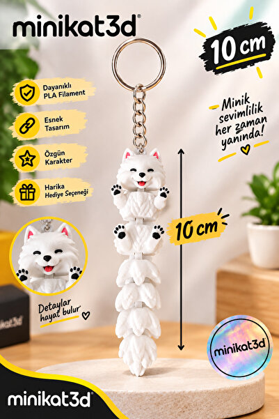 Sevimli Beyaz Köpek Flexi Anahtarlik