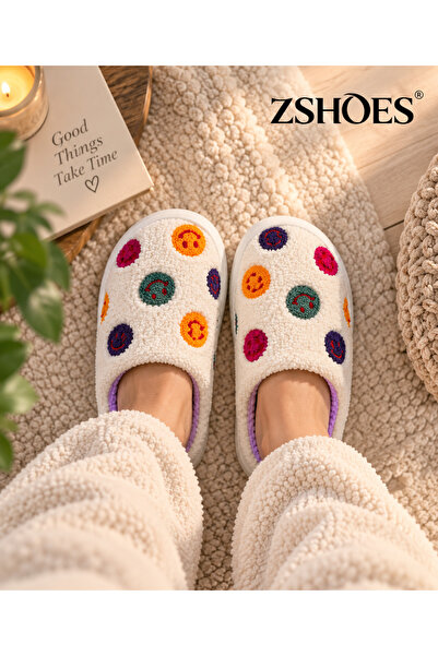 ZSHOES Patterned Plush Non-Slip Sole Lightweight Winter House Slippers (Christmas Detail)