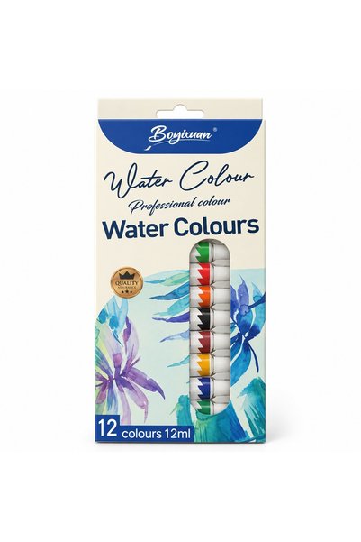 ‎ Bio Vitalica Set acuarele Boyixuan, 12 culori x 12 ml, tuburi individuale