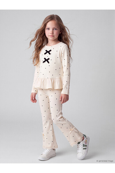 LC Waikiki Nevavm Farkıyla Lcw Kids Ecru Polka Dot Super Skinny & Extra Narro...