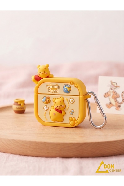 FMK AirPods Pro 1 Uyumlu Winnie the Pooh Tasarımlı Silikon Kılıf