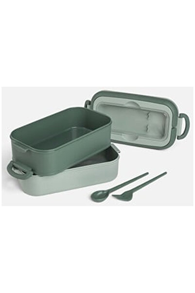 OEM Caserola cu 2 Niveluri, Furculita si Lingura Verde