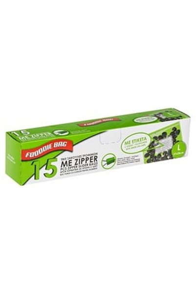 OEM Food Bags with Zipper & Label 27x28cm (large) - 15pcs