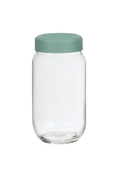 OEM Borcan de Depozitare Rotund din Sticla Transparent cu Capac Verde Menta 1l