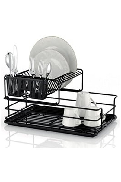 OEM Uscator cu 2 Nivele Metalic Negru pentru Vase 48x33x24cm