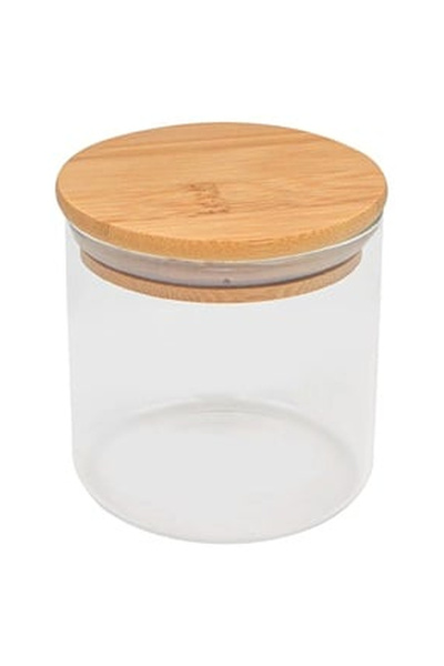 OEM Borcan de Depozitare din Sticla Transparent Capac Bambus 350ml