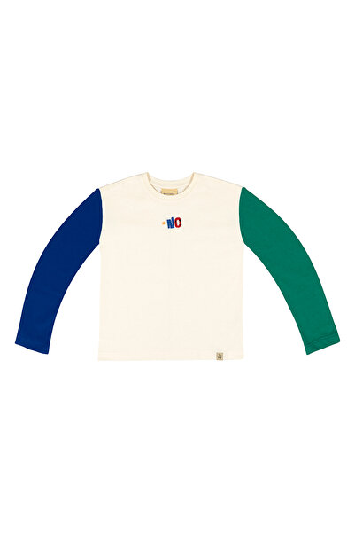 Çocuk Uzun Kollu Nakışlı Unisex T-Shirt - Ekru