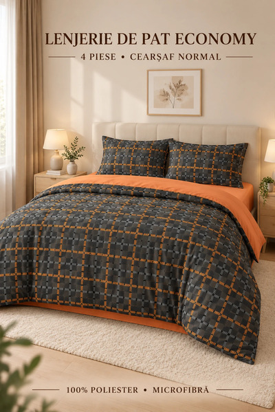 RALEX PUCIOASA Economy Microfiber Bedding Set, 4 Pieces with Flat Sheet 230 x...