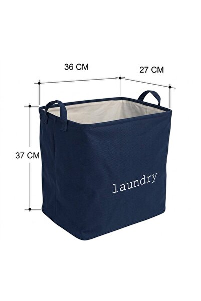 Allibert Coș de rufe textil pliabil cu mânere Kay, 37 x 36 x 27 cm, albastru ...