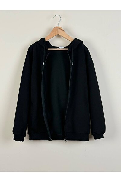 çocuk kapüşonlu fermuarlı cepli sweatshirt