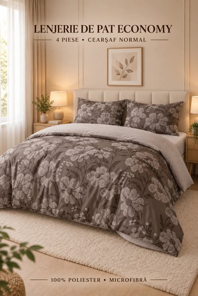 RALEX PUCIOASA Economy Microfiber Bedding Set, 4 Pieces with Flat Sheet 230 x...