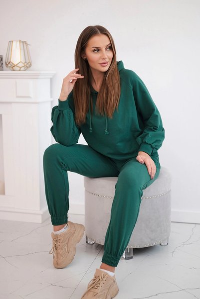 Kesi Set de hanorac și pantaloni de trening pentru femei, cu glugă, verde
