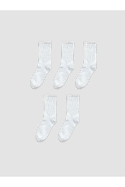 LC Waikiki Nevavm Farkıyla Lcw Kids White Plain 5-Piece Pack Boys' Socks