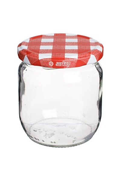 OEM Borcan din Sticla cu Capac Rosu in Carouri 210ml