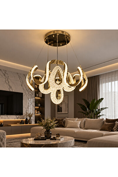 kra avize Veyra Gold Kristal LED Sarkıt Avize – Salon ve Oturma Odası Modern ...