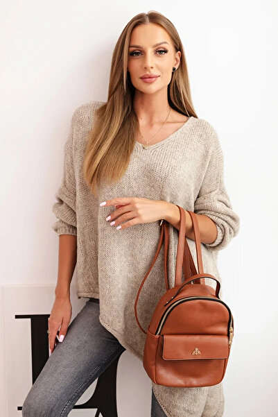 Kesi Pulover asimetric din amestec de lână, mărimi mari, cu decolteu în V, be...