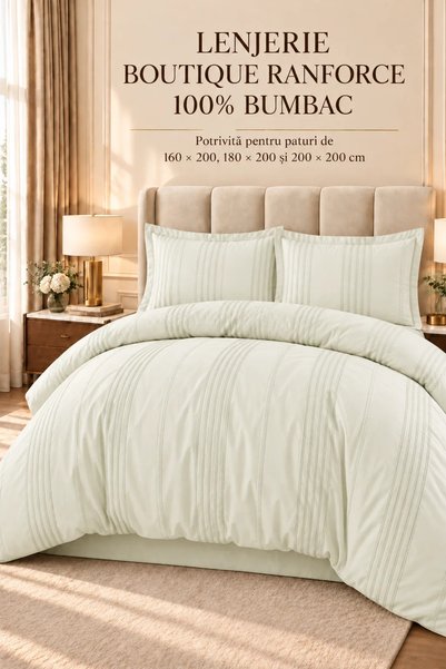 RALEX PUCIOASA Ranforce Boutique 100% Cotton Bedding Set, 4 Pieces, Duvet Cov...