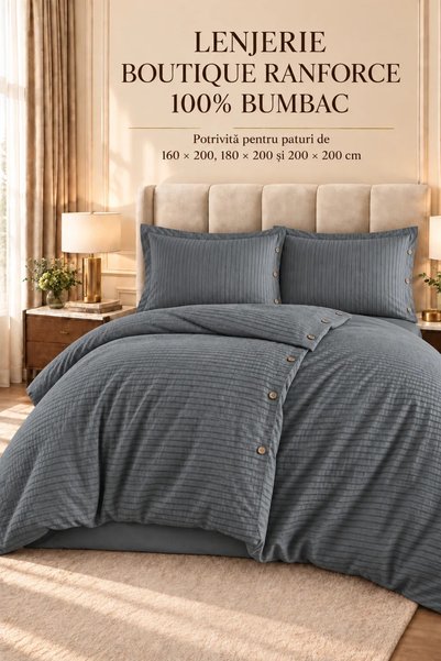 RALEX PUCIOASA Ranforce Boutique 100% Cotton Bedding Set, 4 Pieces, Duvet Cov...