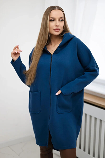 Kesi Hanorac din denim căptușit, cu fermoar, cu spate și glugă extinse