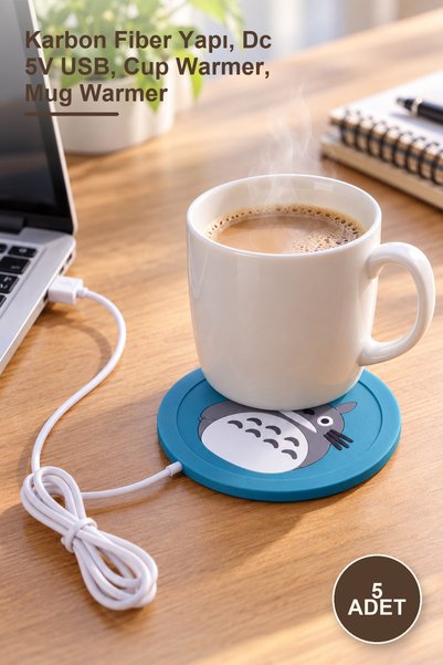Yenilig 5 Pieces USB Silicone Cup Warmer – Carbon Fiber Structure, Dc 5V Usb,...
