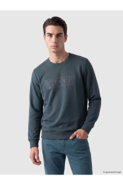 LC Waikiki Rmz Gi̇yi̇m Farkiyla Zero Roba Collar Printed Men's Thick Sweatshirt