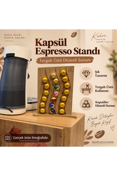 Kapsül Espresso Standı Kahve Kapsülü Düzenleyici Tezgah Üstü Organizer