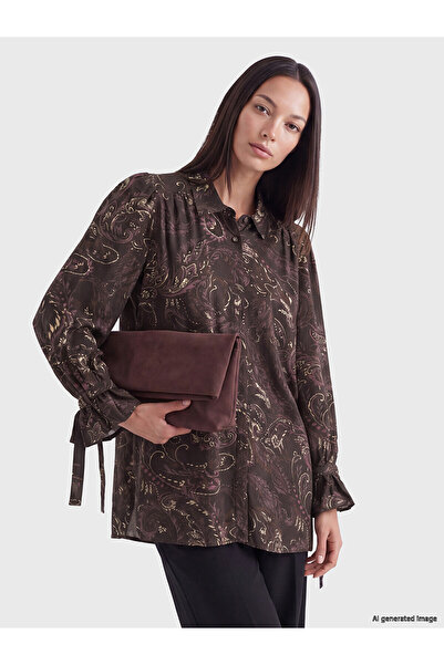 LC Waikiki Lcw Studio Purple Patterned Women's Shirt Tunic with Nevavm Differ...